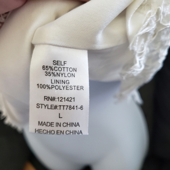 Ellison Women's Large White Lace Lined Short Sleeve Crop Top Blouse Dressy - Picture 7 of 9